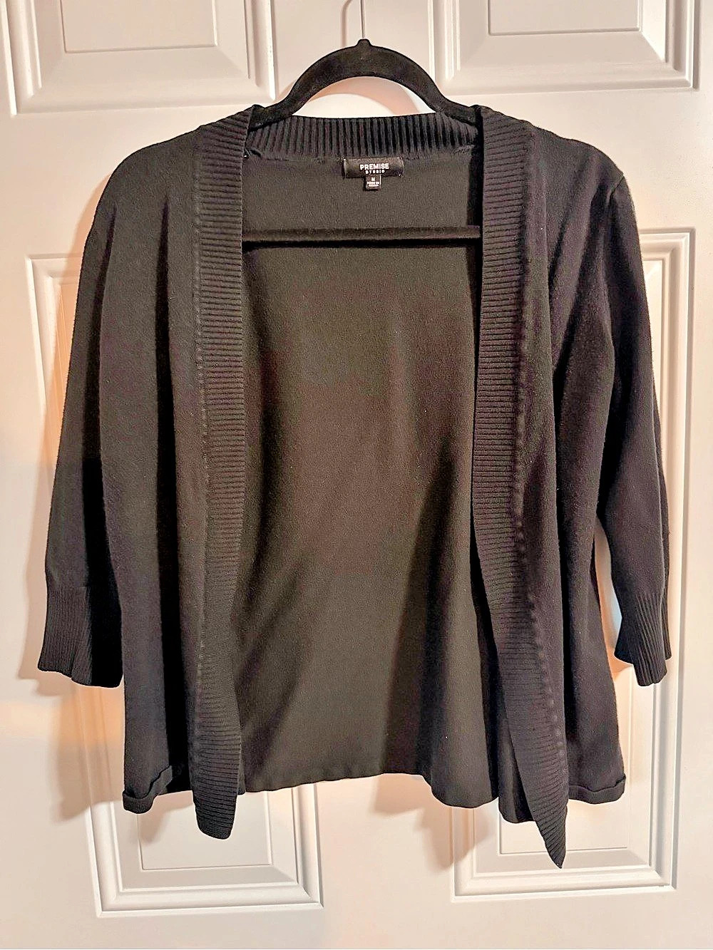 Premise Open Front Cardigan Black Size Medium Like New